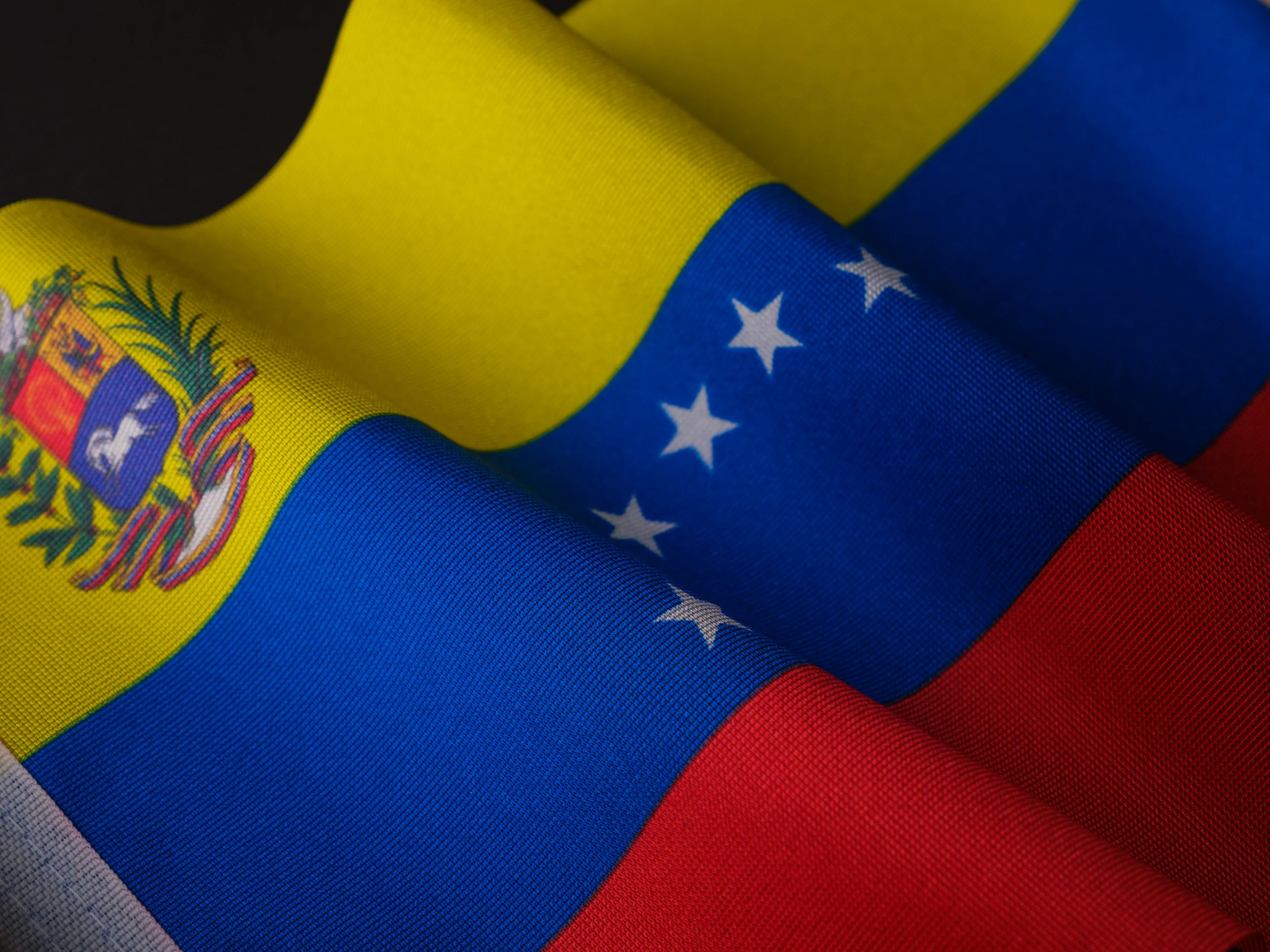 The national flag of Venezuela.