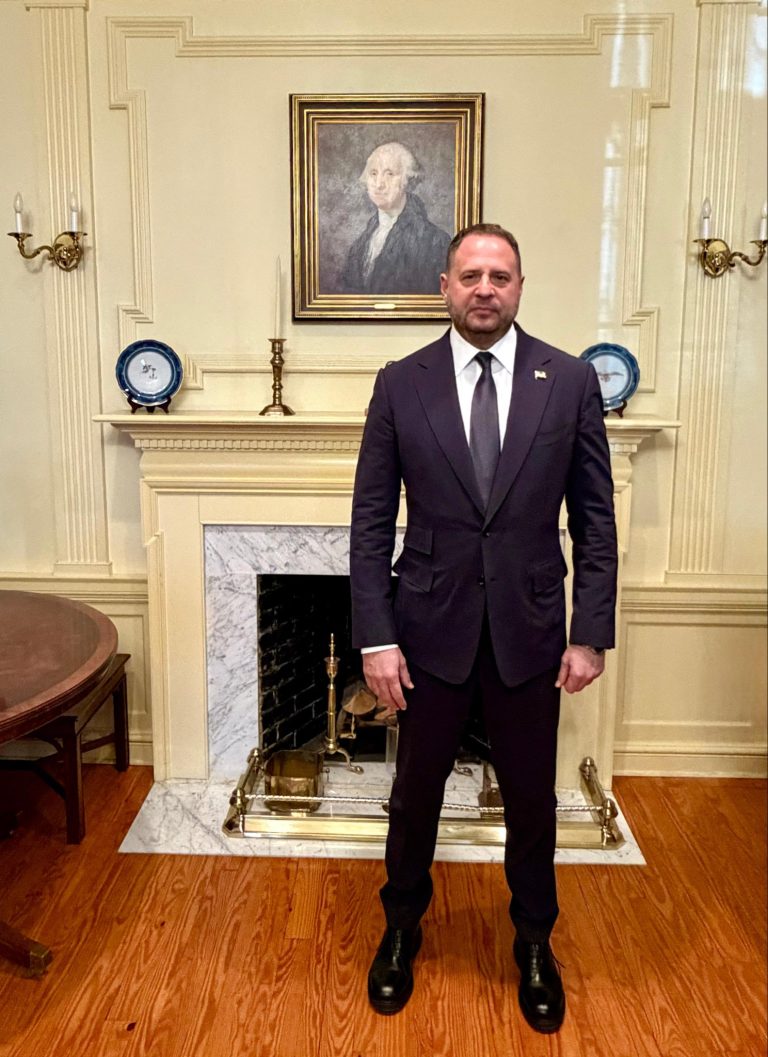 Andriy Yermak in the George Washington Room at the Embassy of Ukraine in Washington.