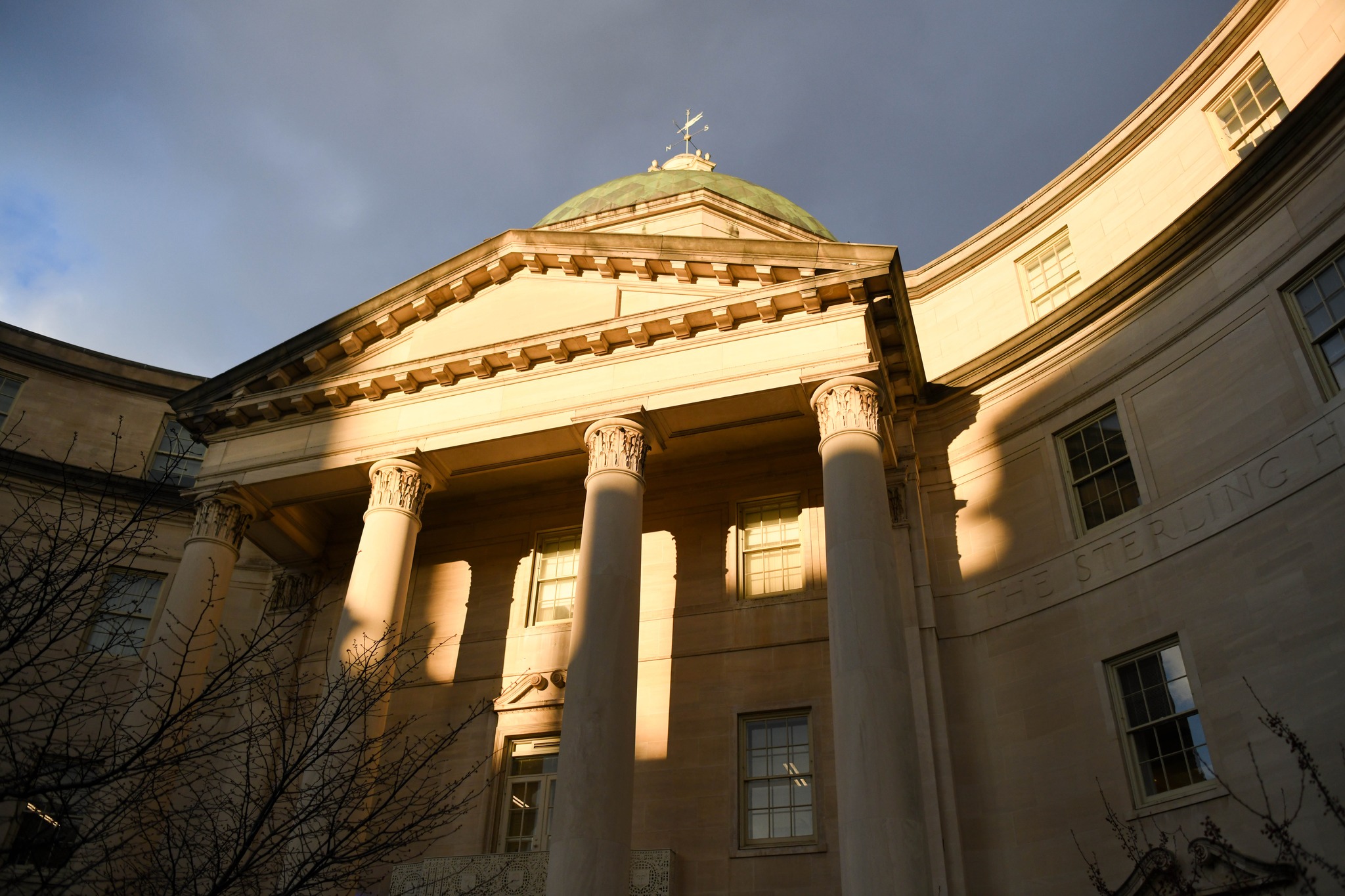 Sunlight hit the building of Yale School of Medicine.