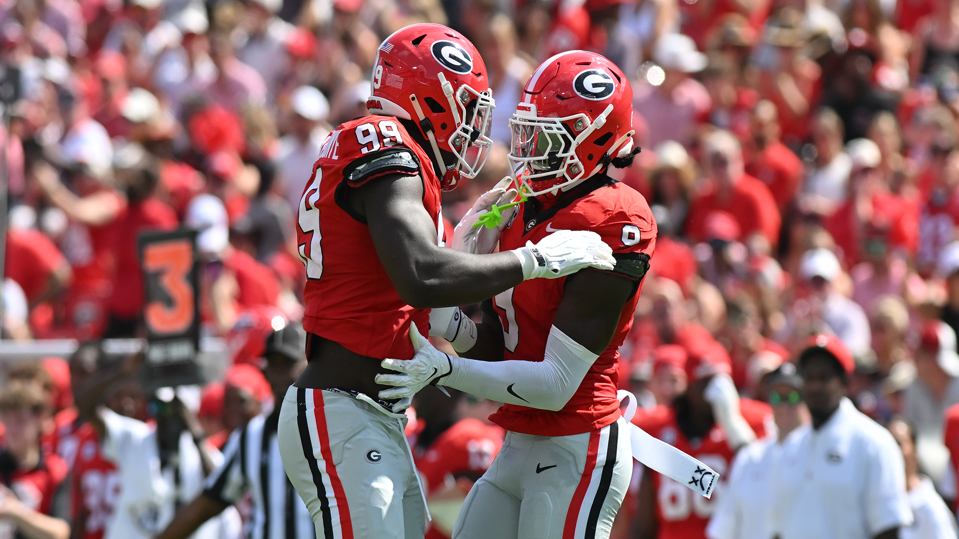 Red colored Georgia players.