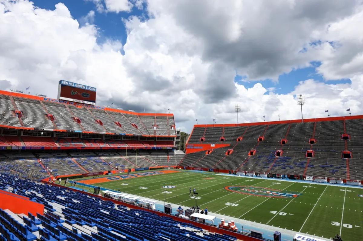 Man dies after jumping inside Florida football stadium