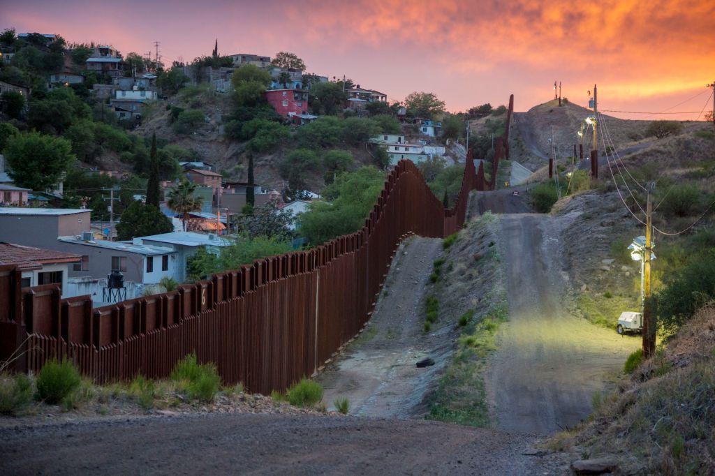 Mexican Border city, little red sky.