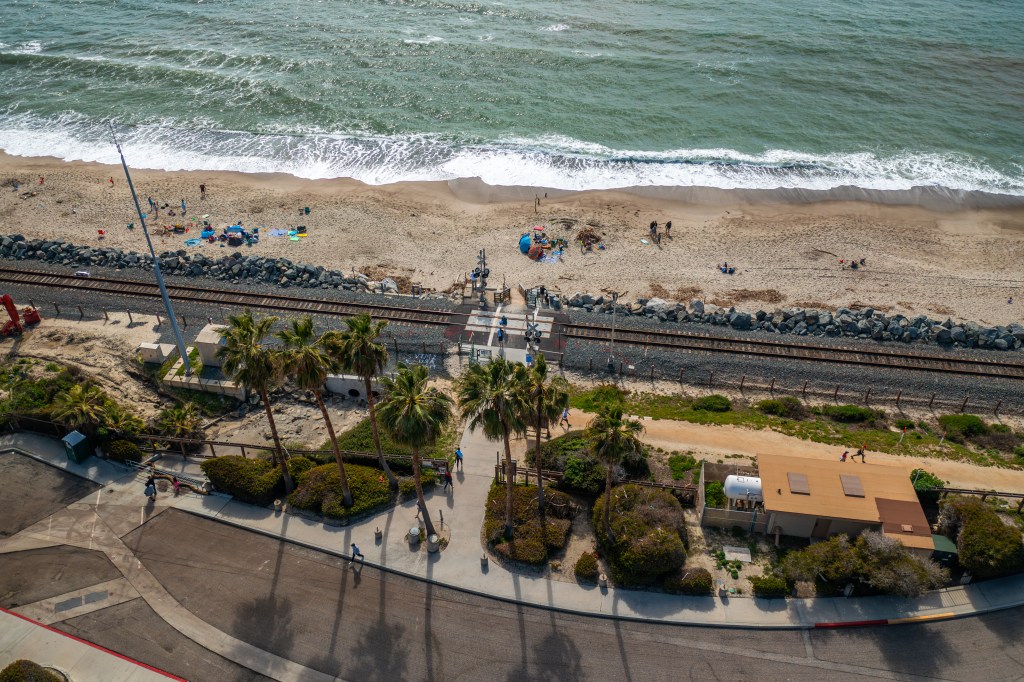 Railway Track on beach area.