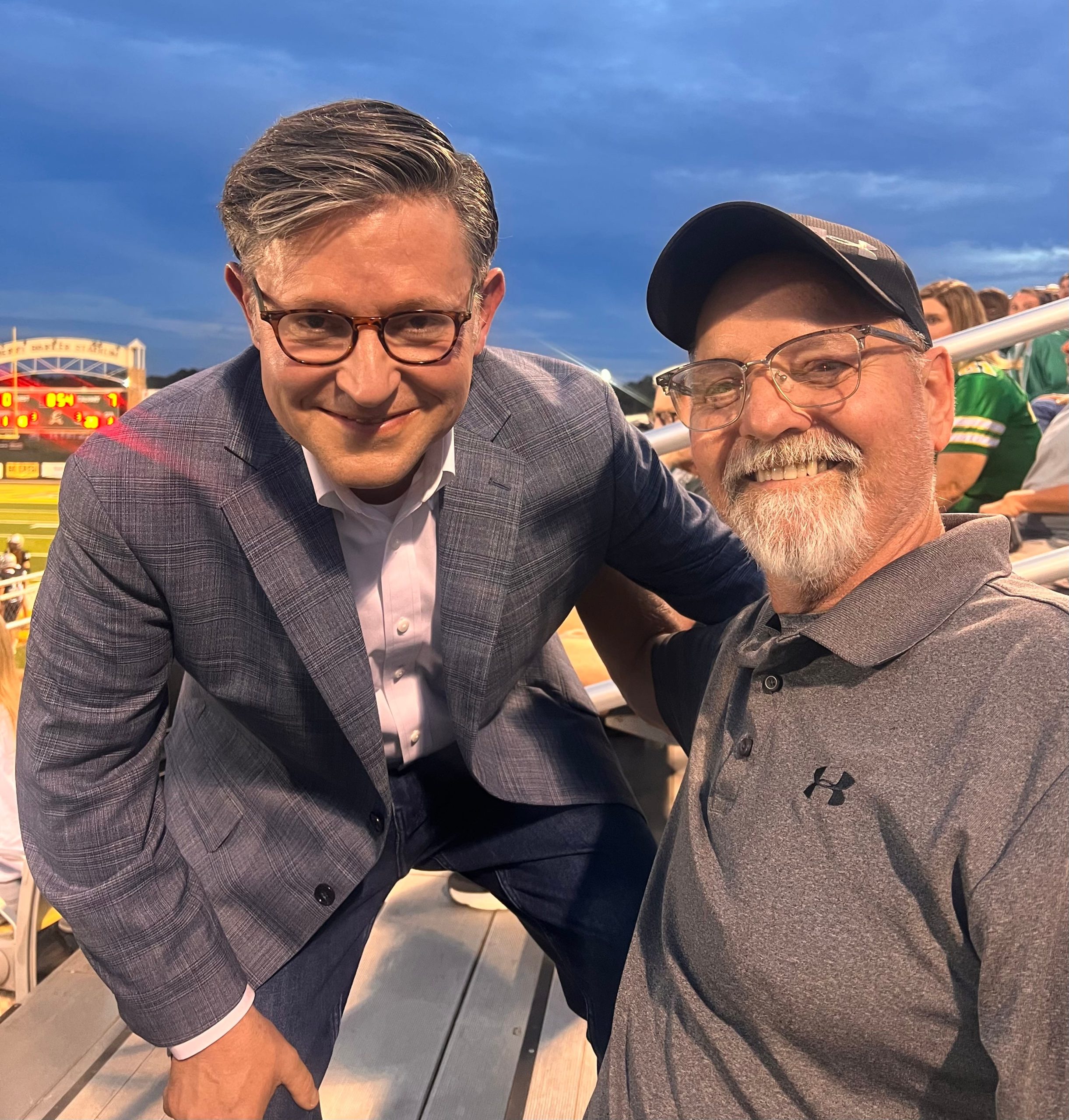 US Speaker Mike Johnson attends Calvary football game