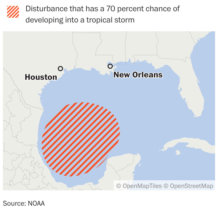 A tropical storm may be developing in the Gulf. Models don't rule out U.S. impacts.