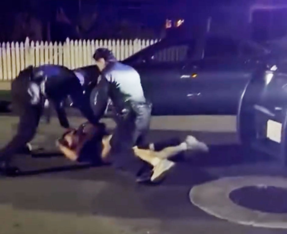 Moment California cops repeatedly beat suspect after dragging him to the ground